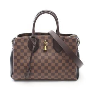 Louis Vuitton Normandy handbag canvas leather Damier brown black